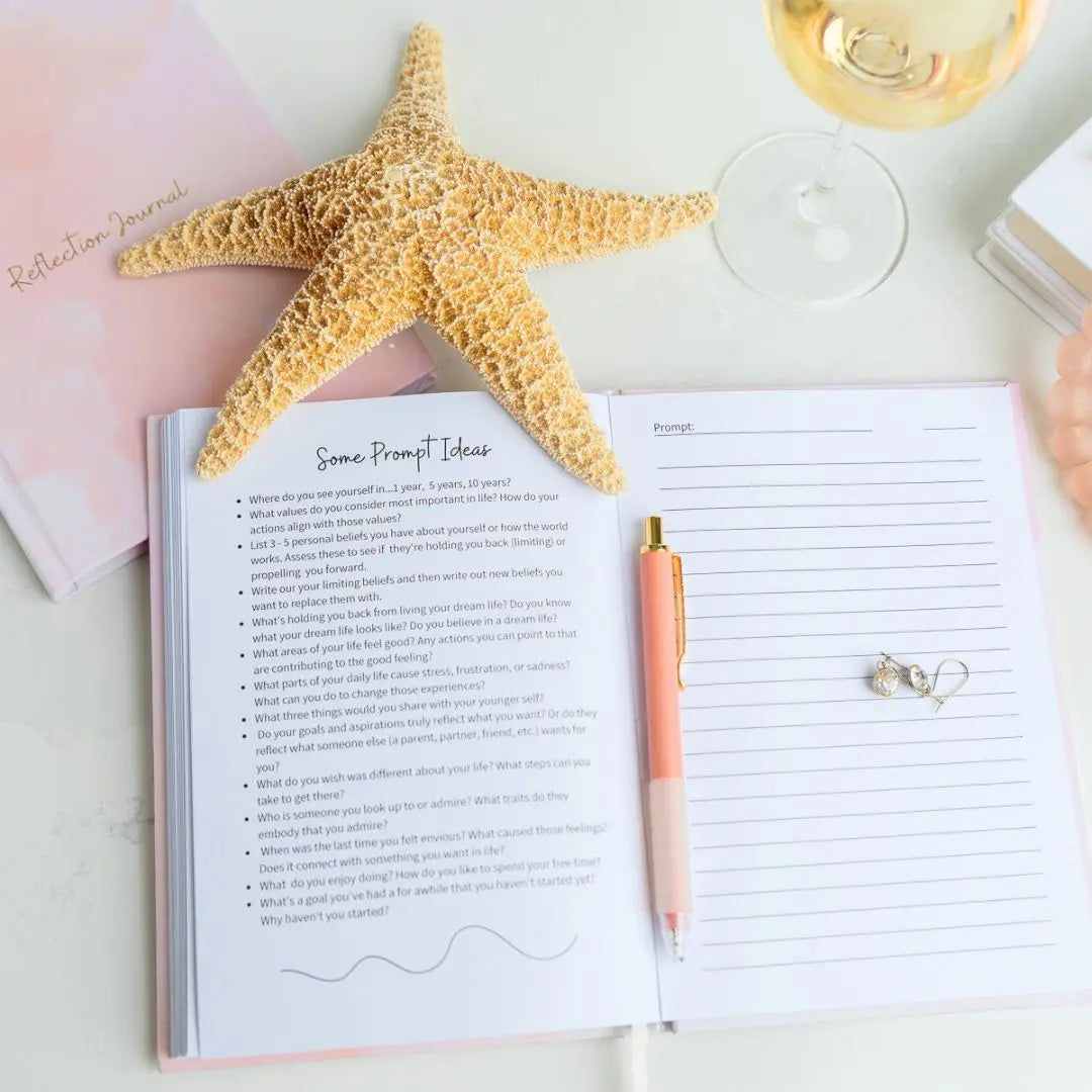 Mind + Body Self-Care Bundle: Reflection Journal & Rose Quartz Gua Sha Bliss&