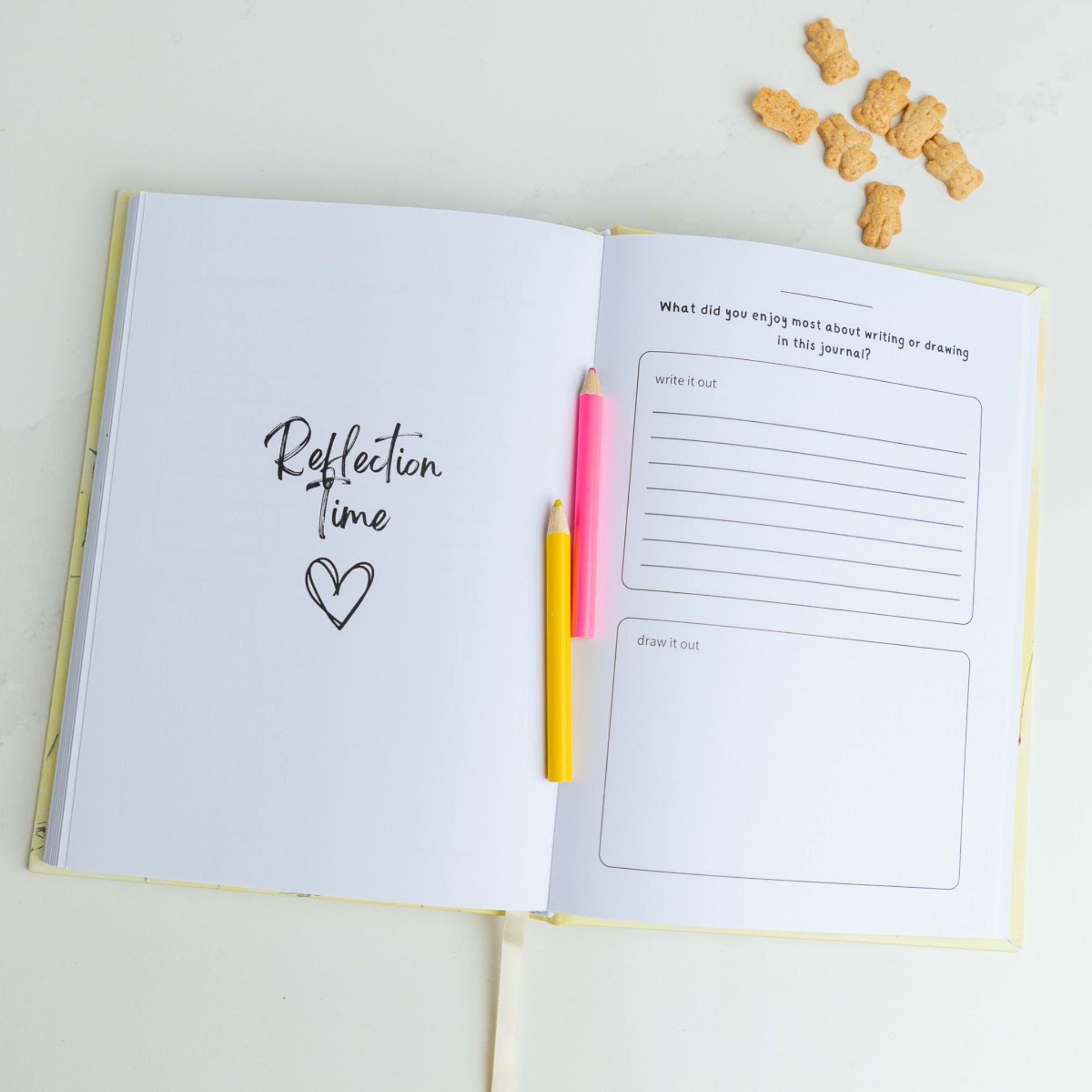 End pages of interactive family gratitude journal with prompts for all ages