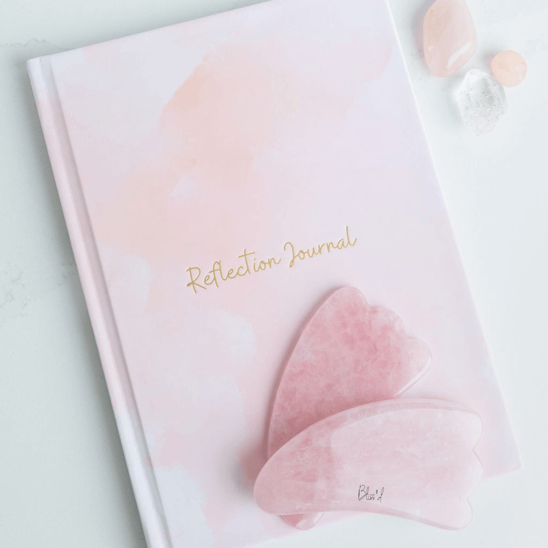 Mind + Body Self-Care Bundle: Reflection Journal & Rose Quartz Gua Sha