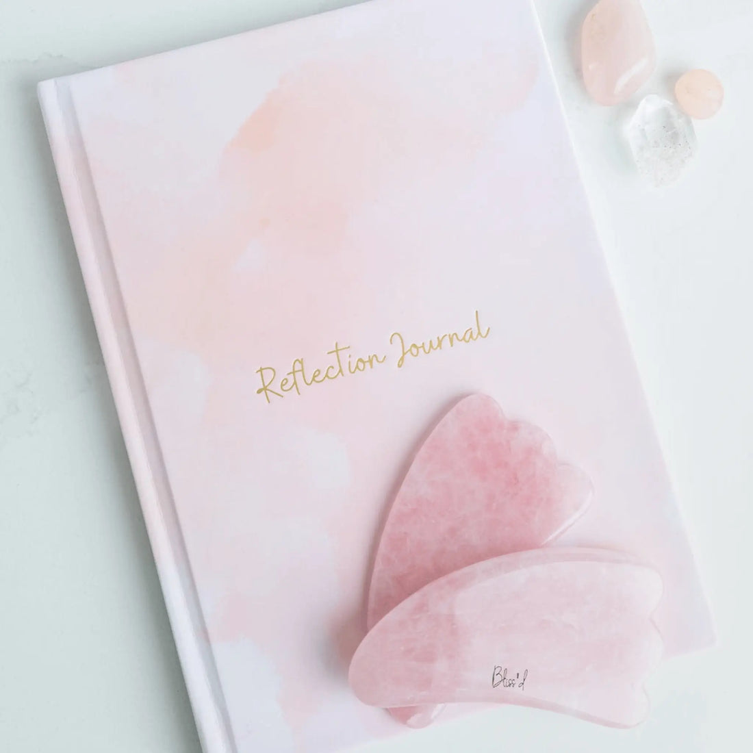 Mind + Body Self-Care Bundle: Reflection Journal & Rose Quartz Gua Sha Bliss&