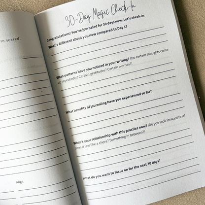30-day check-in page for Magic, daily journal for beginners