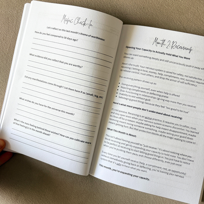 Monthly check-in page for manifestation journal, (more) Magic