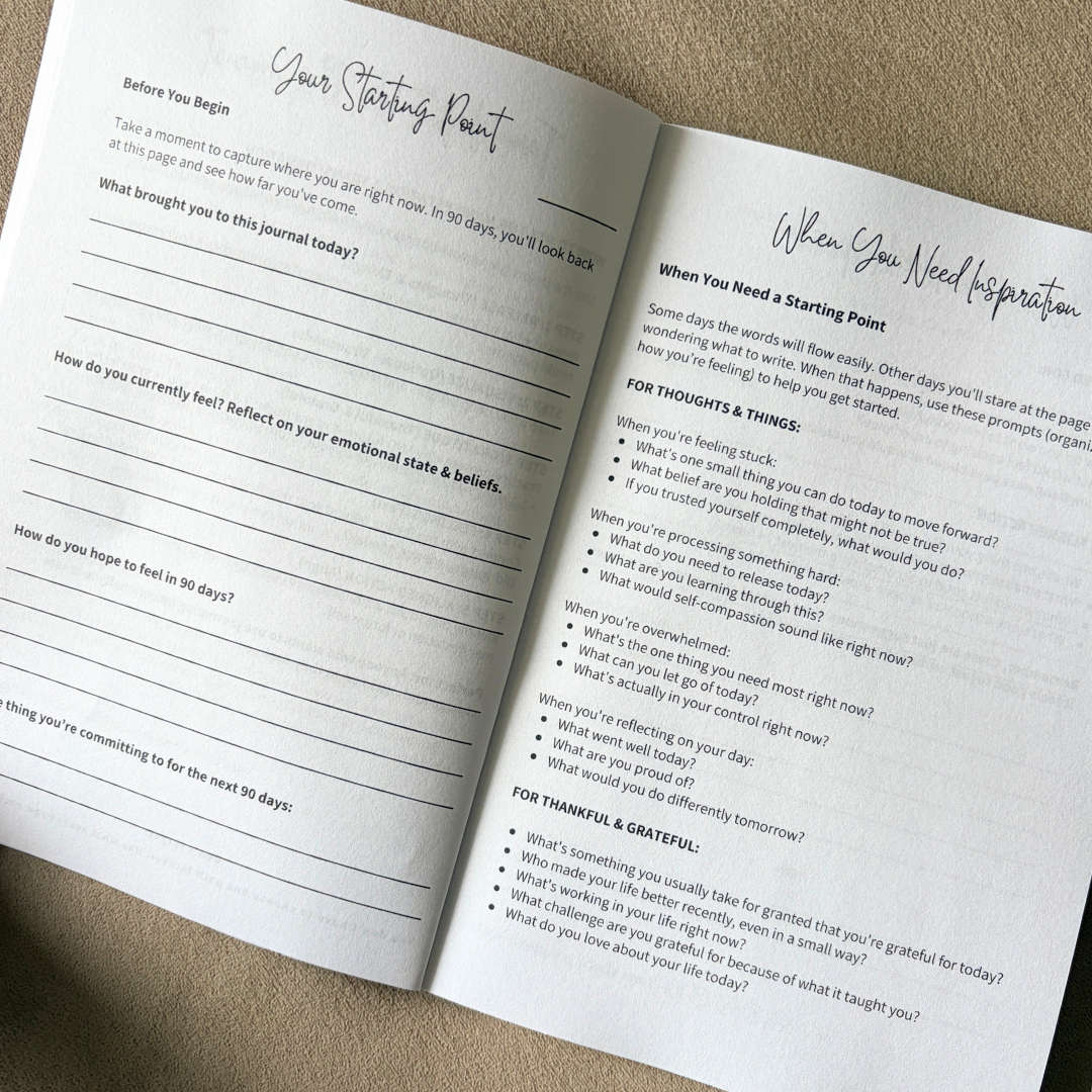 Pre-journailng check-in and prompt bank for Magic, daily journal for beginners